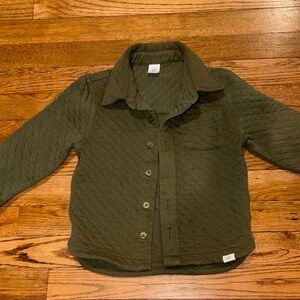 Zara Kids Dark Green Quilted Button Down Shirt